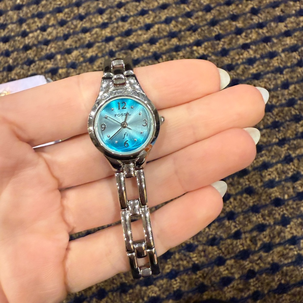 Fossil Women's Silver Watch with Blue Dial